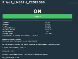 Screenshot of openBk interface for EU20A socket showing energy measurements