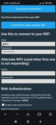 WiFi Configuration in Mobile App Screenshot of a mobile app for WiFi configuration.