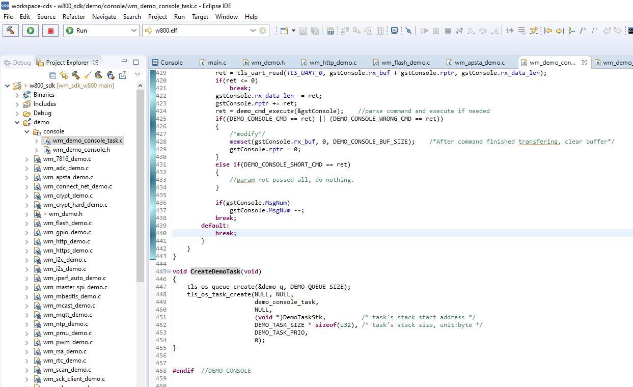 W800-C400 WiFi/BT microcontroller programming - wm_sdk_w800 tutorial