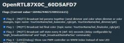 OpenRTL87X0C application interface with a list of set MQTT flags.
