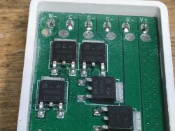 Inside the Miboxer FUT037W+ LED Controller with Visible Transistors Electronic circuit board of the Miboxer FUT037W+ LED controller