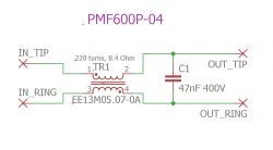 Wnętrze telefonicznego filtru, mikrofiltru ADSL model PMF600P-04 Wnętrze telefonicznego filtru, mikrofiltru ADSL model PMF600P-04