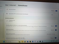 Zrzut ekranu ustawień sieci komórkowej na systemie Windows.