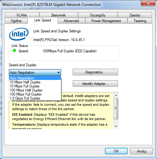 intel 82579lm gigabit network connection windows 10