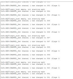 Screenshot of a system log with messages related to channel changes and MQTT.
