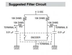 Suggested filter circuit for a rotary encoder.