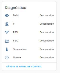Screenshot showing a device diagnostic panel with values labeled as Desconocido.