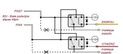 Schemat elektryczny podłączenia centralnego zamka w pojeździe.
