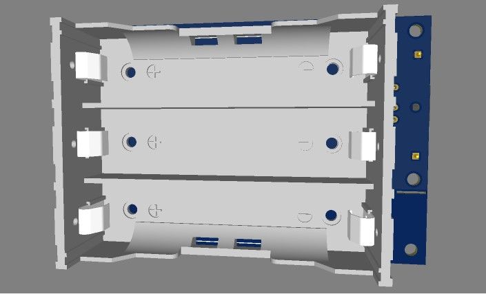 Top view of a housing for two or three cells.
