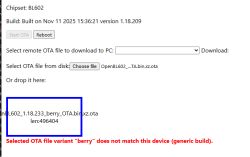 OTA error: variant berry does not match this device (generic build)