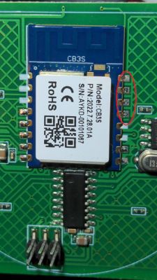 CB3S module mounted on a green printed circuit board.