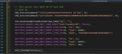 Screenshot of a code snippet from a test function sending MQTT packets.