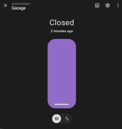 Screenshot of a smart home app showing “Garage” with status “Closed”.