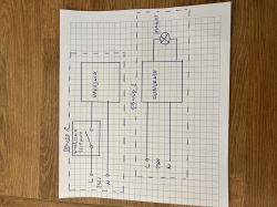 Electrical Schematic with Switch and Wall Lamp Hand-drawn electrical schematic showing connections of two circuits with a switch and a wall lamp.