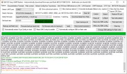 Screenshot of BK7231 Easy UART Flasher showing “Read done” and a firmware read log in hexadecimal.