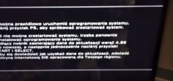 Błąd uruchomienia konsoli PS3 Slim po aktualizacji - komunikat na ekranie