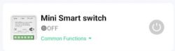 Mini smart switch with a power-off icon and Common Functions label.