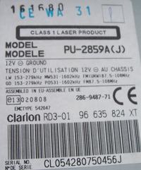 Piny z tyłu radia samochodowego Clarion PU-2859A Piny z tyłu radia samochodowego Clarion PU-2859A