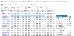 Hex Editor with flash.bin File for BL602 Screenshot of hex editor with flash.bin file open