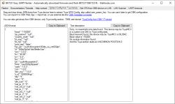 Screenshot of BK7231 Easy UART Flasher with a TuyaMCU device configuration in JSON format.