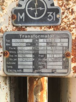 M31 RJ0 - Waga i zawartość miedzi w transformatorze - poszukiwane dane