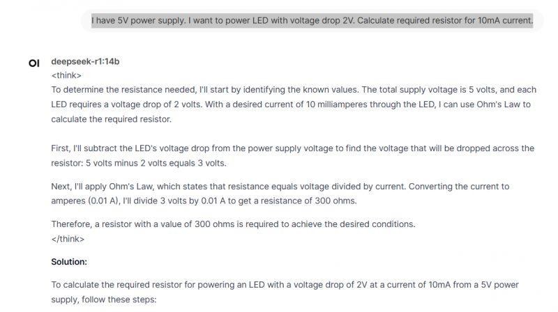 Calculating Resistor for LED Text discussing the calculation of resistor value for an LED.