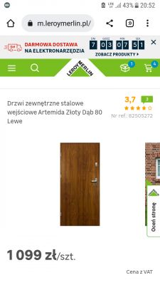 Drzwi stalowe prostopadle do ścianki dzialowej z ceglanych pustakow