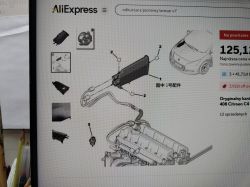 Schemat umiejscowienia pochłaniacza oparów w Citroënie C4 Grand Picasso, pokazany na stronie AliExpress.