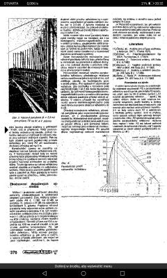 Zrzut ekranu z telefonu z zeskanowaną stroną artykułu technicznego i wykresem
