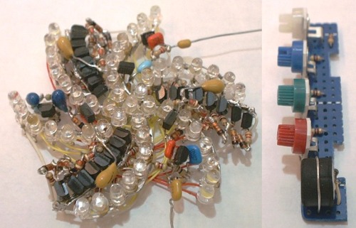 Kieszonkowy kolorofon. Mocna diody LED i układ tranzystorowy.