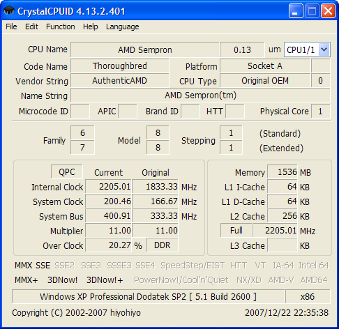 Bezpieczne podkręcanie procesora AMD Sempron 2600+ w BIOS-ie - maksymalne wartości?