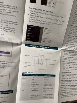 User manual of a touch switch with an indicator light function description.