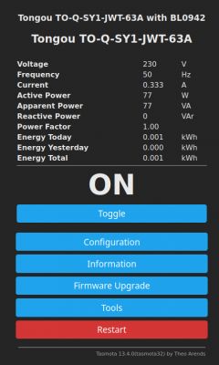 Przeszczep CBU na ESP8685-WROOM-06-H4 w Tongou Din Rail Switch TO-Q-SY1-JWT-63A i Tasmota32C3 13.4.