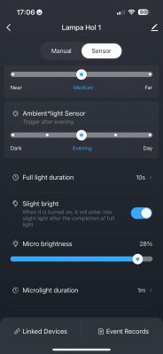 User interface of a lighting control app for Lampa Hol 1”.