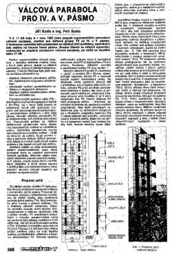 Skan artykułu o walcowej paraboli dla pasm IV i V z rysunkami anteny i zdjęciem konstrukcji