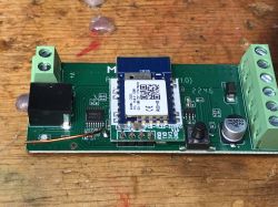 Close-up of a circuit board with a CB3S module and electronic components.