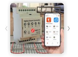 Kontroler Zigbee Smart Controller obok smartfona z aplikacją do sterowania