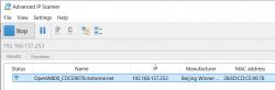 Interface of Advanced IP Scanner showing a detected network device.