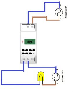 Schemat połączenia elektrycznego z timerem i gniazdkami 230V