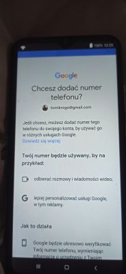 Brak reakcji na przyciski przy weryfikacji numeru na koncie Google