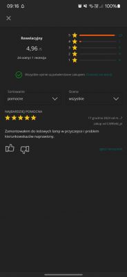 Widok strony z opinią produktu na Allegro z oceną 4,96 na 5 z 24 ocenami i recenzjami.