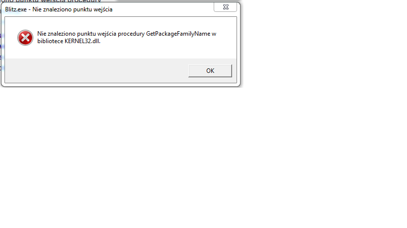 Windows 7 - Kernel32 brak funkcji GetPackageFamilyName