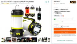 Latarka kempingowa LED z różnymi trybami oświetlenia i funkcją powerbanku.