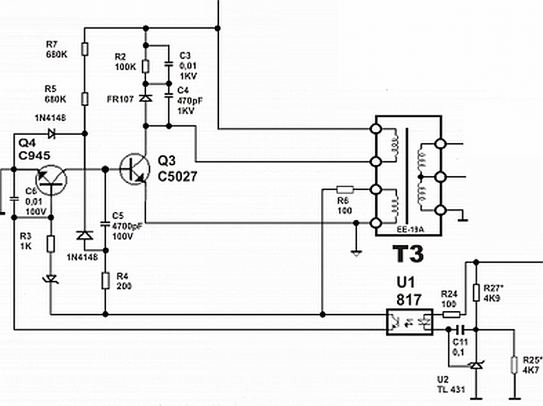 COLORS-IT 300U-FCM, zasilacz SG6105D – wartości rezystorów przy KSC945 na PCB