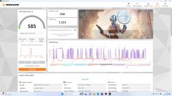 Zrzut ekranu z programu 3DMark Demo pokazujący wynik testu Time Spy z wynikiem 585 dla karty NVIDIA GeForce GTX 1070.