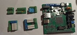 Home automation modules and a main controller board with STM32 microcontroller and Ethernet ports.