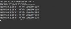 Terminal pokazujący wyniki polecenia ping na adres IP 192.168.10.1