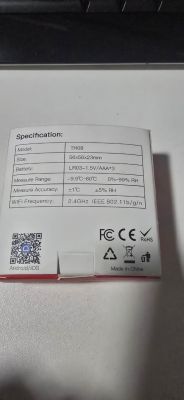 TH08 sensor packaging with technical specifications and QR code
