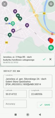 Mapa lokalizacyjna z zaznaczonymi nadajnikami w Jarosławiu