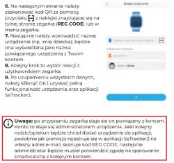 Zrzut ekranu instrukcji parowania zegarka z aplikacją SeTracker2